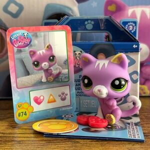 New NIB Littlest Pet Shop LPS 74 Fortune Cat Purple Accessory Card Box Set